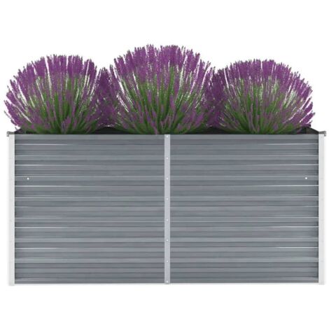vidaXL Lit Surélevé Acier Galvanisé Gris Pot à Fleurs Jardinière Multi-taille