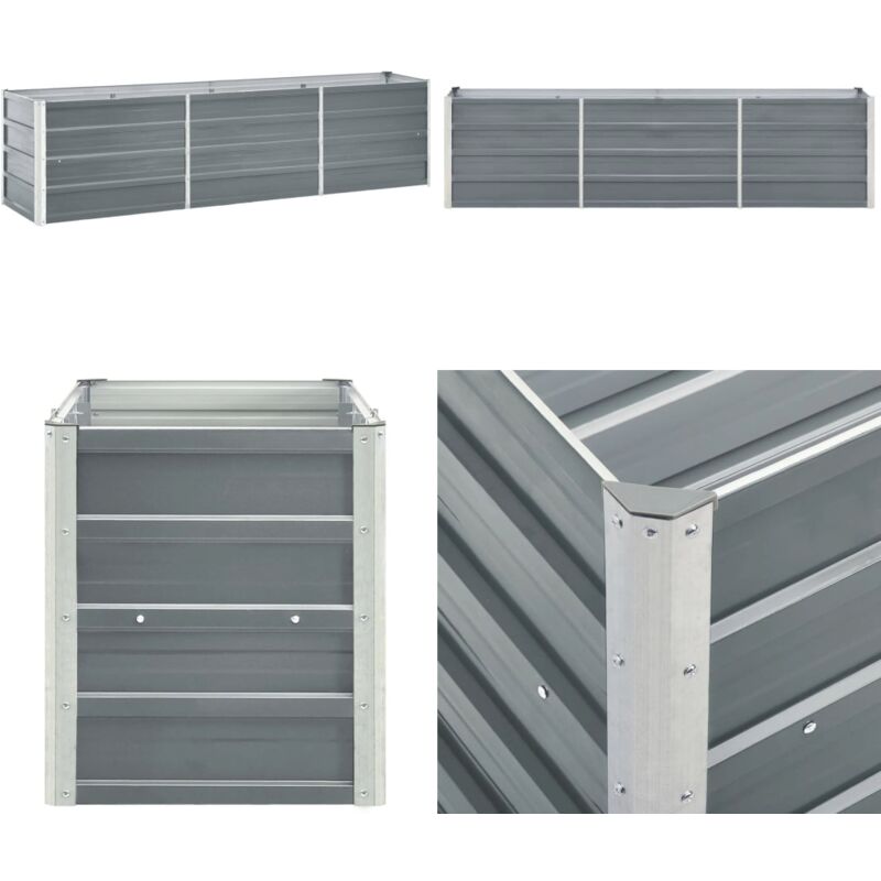 Jardinière surélevée acier galvanisé 240x40x45 cm gris - Jardin Surélevé - Jardinière Acier - Pot De Fleurs Extérieur - Bac De Culture - Plante