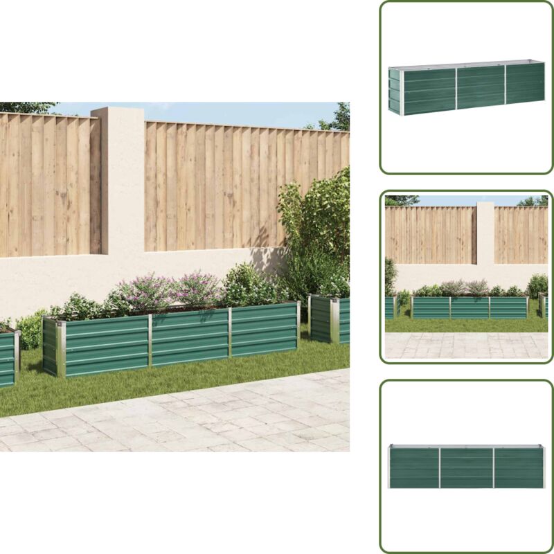 Lit surélevé de jardin Acier galvanisé 240x40x45 cm Vert - Jardinière - Pot De Fleurs - Bac À Plantation - Jardin Vertical - Culture En Hauteur