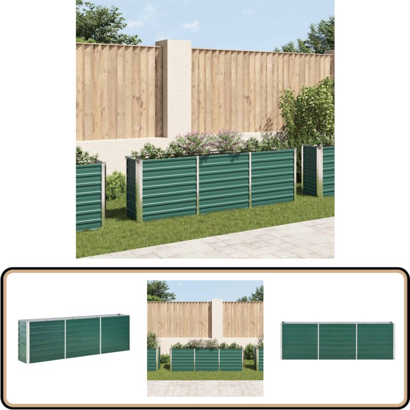 Vidaxl - Lit surélevé de jardin Acier galvanisé 240x40x77 cm Vert - Jardinière - Pot De Fleurs - Bac De Culture - Jardin Vertical - Extérieur