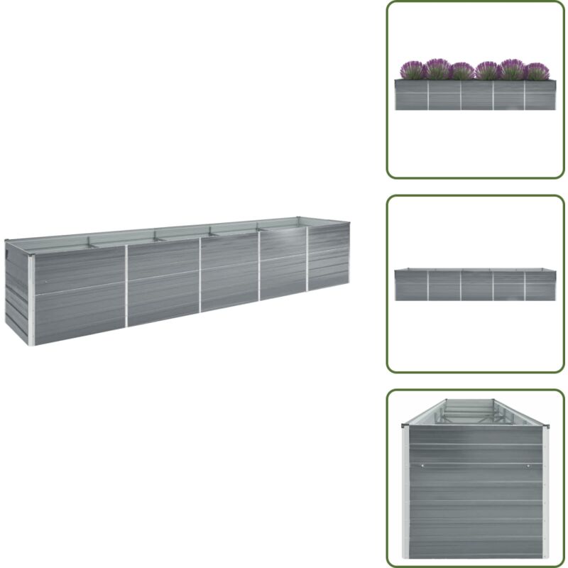 Vidaxl - Lit surélevé de jardin Acier galvanisé 400x80x45 cm Gris - Jardinière - Pot De Fleurs Extérieur - Bac à Plantation - Jardin Vertical