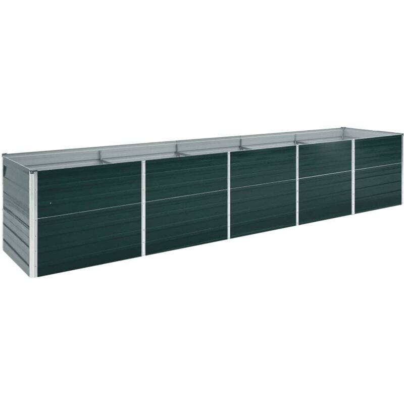 Skm Lit surélevé de jardin Acier galvanisé 400x80x45 cm Vert