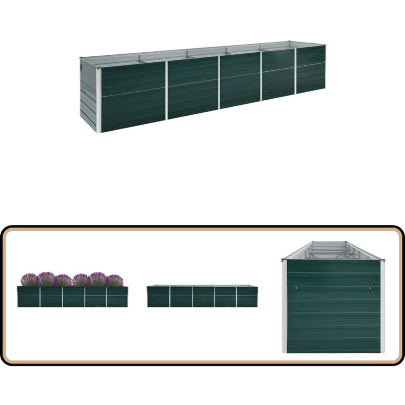 Vidaxl - Lit surélevé de jardin Acier galvanisé 400x80x45 cm Vert - Jardinière - Pot De Fleurs - Bac De Culture - Jardin Vertical - Fleurissement