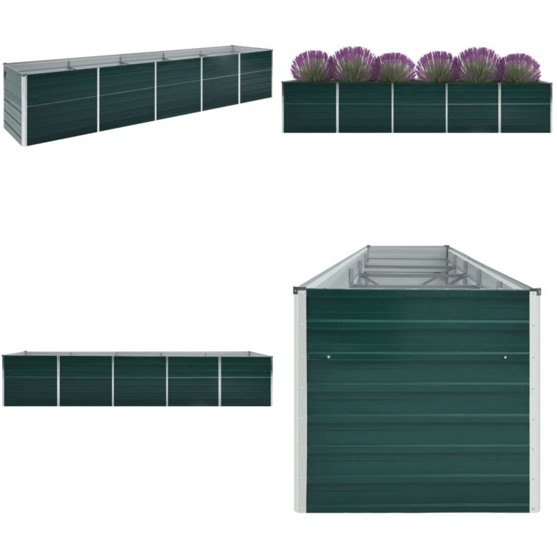 Lit surélevé de jardin Acier galvanisé 400x80x77 cm Vert - Jardinière - Pot De Fleurs - Bac à Plantation - Jardin Vertical - Culture Hors Sol - Home