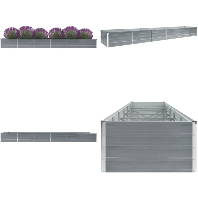 Vidaxl - Lit surélevé de jardin Acier galvanisé 480x80x45 cm Gris - Jardinière - Pot De Fleurs - Bac De Plantation - Jardin Vertical - Culture Hors