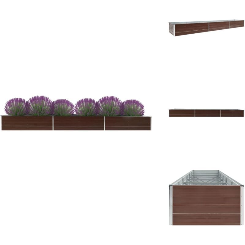 Vidaxl - Lit surélevé de jardin Acier galvanisé 480x80x45 cm Marron - Jardinière - Pot De Fleurs - Bac à Plantation - Jardin Extérieur - Décoration