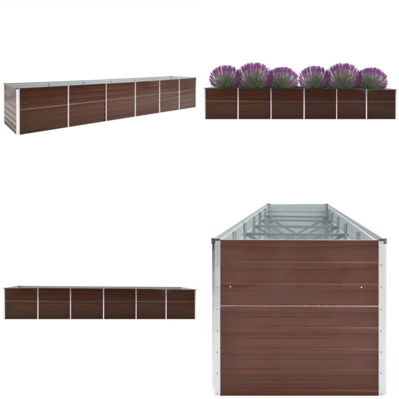 Lit surélevé de jardin Acier galvanisé 480x80x77 cm Marron - Jardinière - Bac De Plantation - Pot De Fleurs Extérieur - Fleurissement - Jardin