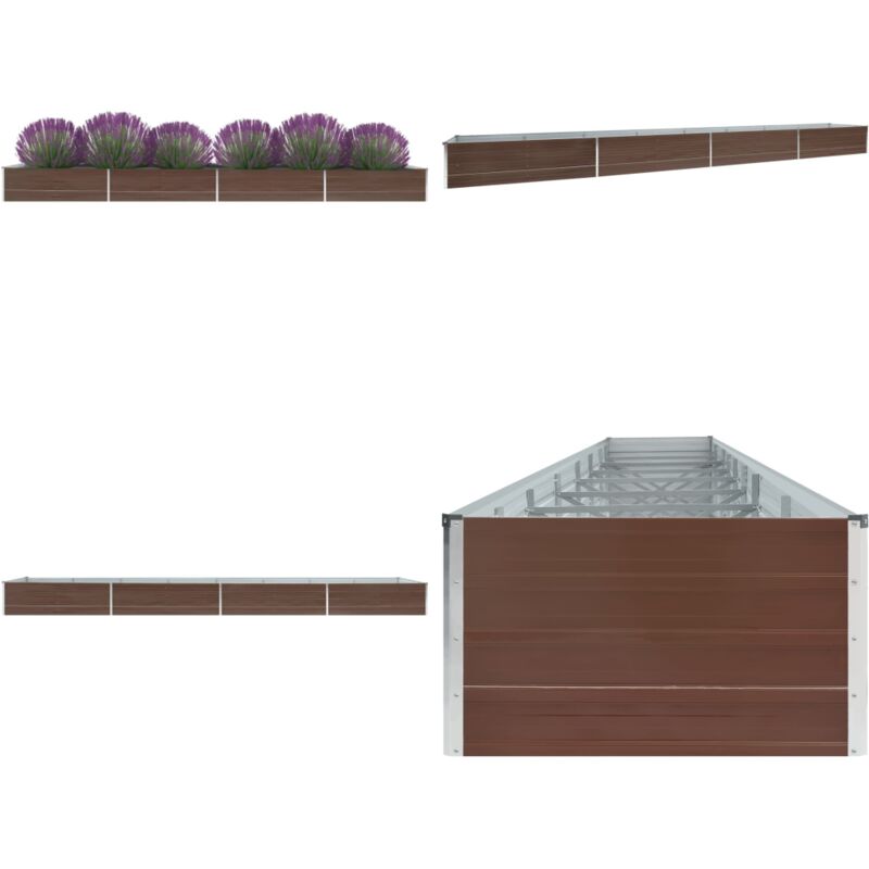 Vidaxl - Lit surélevé de jardin Acier galvanisé 600x80x45 cm Marron - Jardinière - Pot De Fleurs - Bac De Plantation - Jardin Extérieur - Balcon