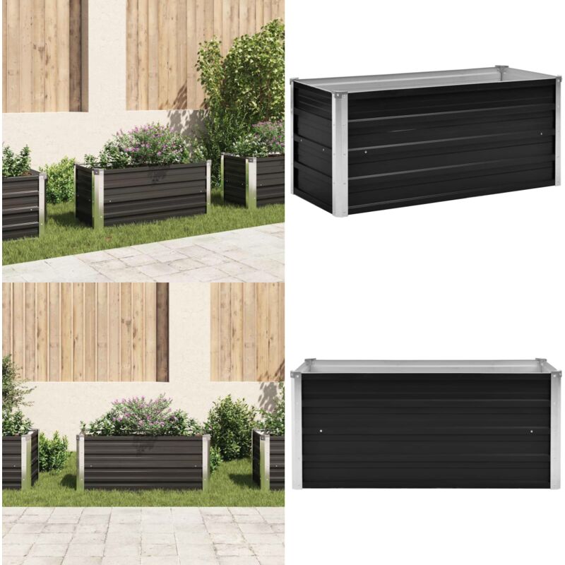 Lit surélevé de jardin Anthracite 100x40x45 cm Acier galvanisé - Jardinière - Bac De Plantation - Pot De Fleurs Extérieur - Fleurissement