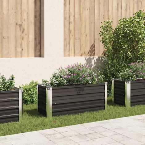 vidaXL Lit Surélevé Acier Galvanisé Anthracite Jardinière Jardin Multi-taille