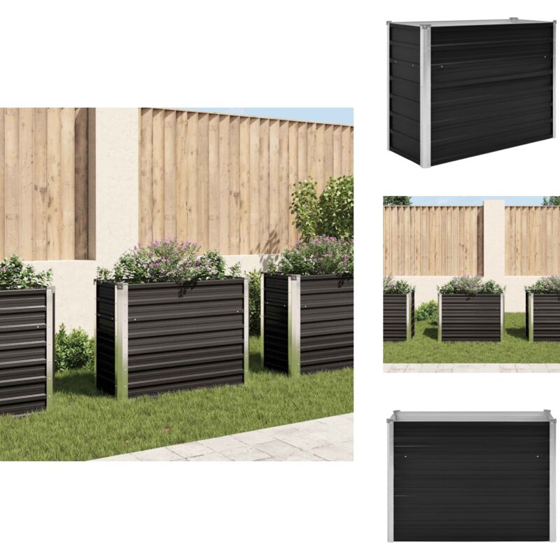 Lit surélevé de jardin Anthracite 100x40x77 cm Acier galvanisé - Jardinière - Bac De Plantation - Pot De Fleurs Extérieur - Fleurissement