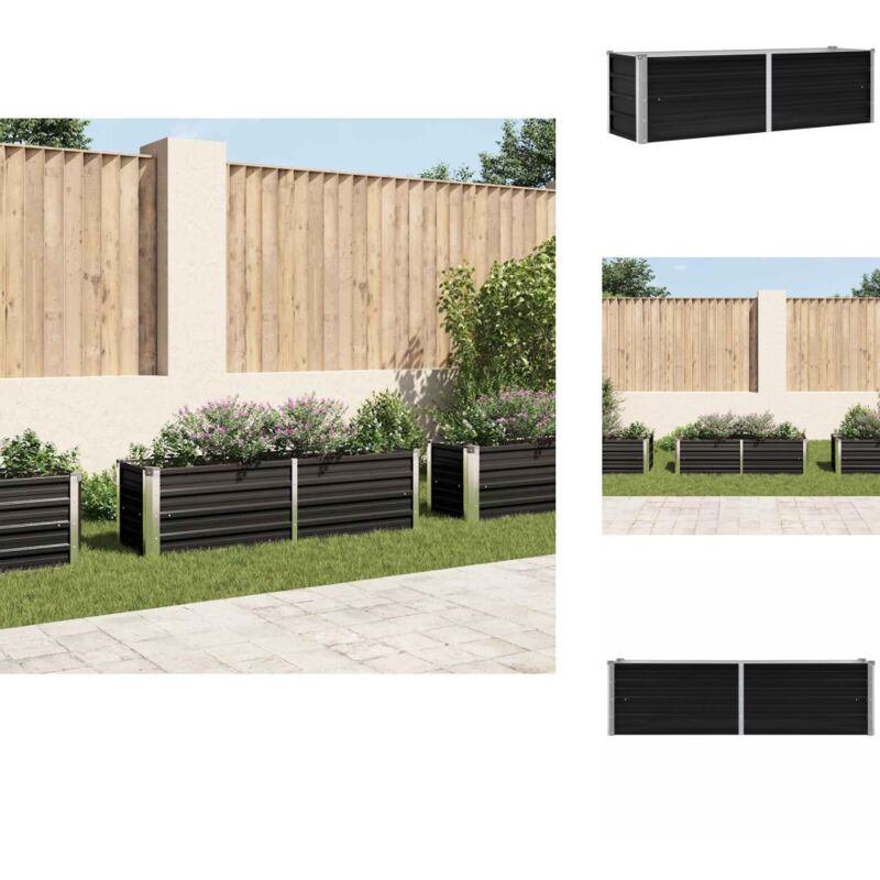 Lit surélevé de jardin Anthracite 160x40x45 cm Acier galvanisé - Jardinière - Pot De Fleurs Extérieur - Bac De Plantation - Jardin Vertical