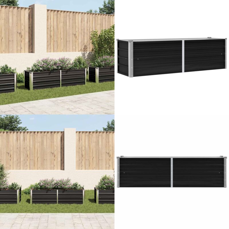 Lit surélevé de jardin Anthracite 160x40x45 cm Acier galvanisé - Jardinière - Pot De Fleurs Extérieur - Bac De Plantation - Jardin Vertical