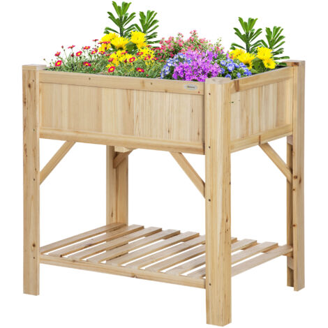 Lit surélevé de jardin avec 6 compartiments en bois de sapin, 78,5x58x81 cm
