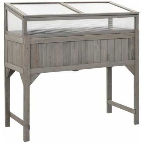 Lit surélevé de jardin avec serre 120x54x120 cm Bois de sapin vidaXL - Gris