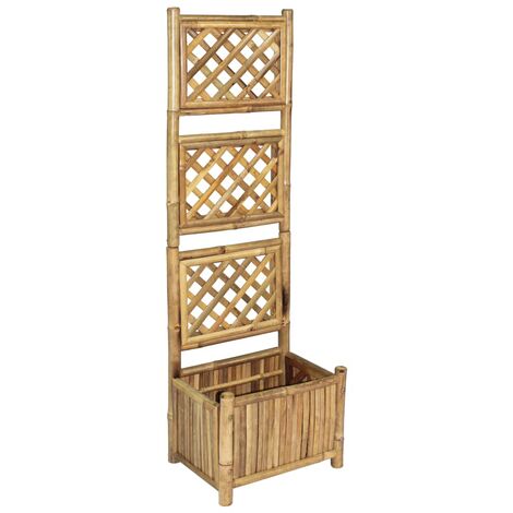 vidaXL Jardinière avec Treillis Bambou Pot à Fleurs Bac à Fleurs Multi-taille