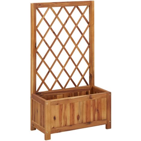 Lit surélevé de jardin avec treillis Bois massif d'acacia vidaXL - Marron