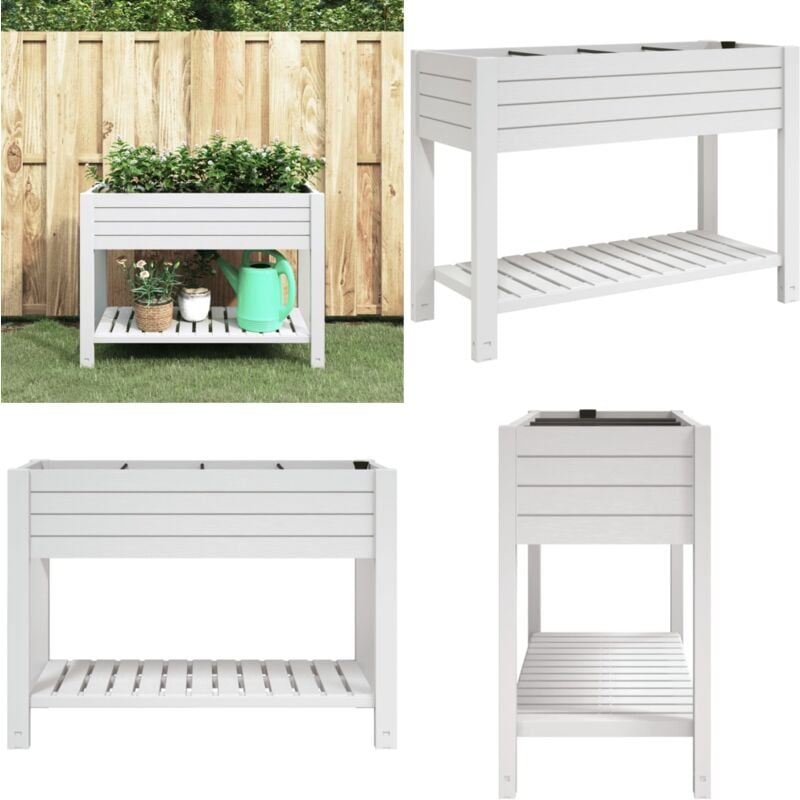 Lit surélevé de jardin blanc 110x45x79 cm polypropylène - Jardiniere Exterieur - Bac Plante - Systeme Arrosage Automatique - Lit Surélevé Jardin