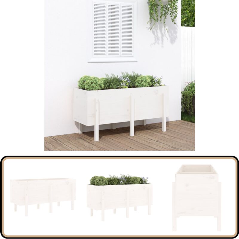 Vidaxl - Lit surélevé de jardin blanc 121x50x57 cm bois de pin massif - Lit Surélevé - Jardin - Bac à Plantation - Pot De Fleurs - Bois De Pin