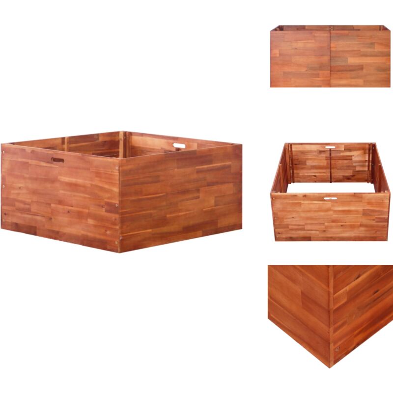 Lit surélevé de jardin Bois d'acacia 100x100x50 cm - Jardinière En Bois - Pot De Fleurs Extérieur - Bac à Plantation - Décoration Jardin - Bac Acier