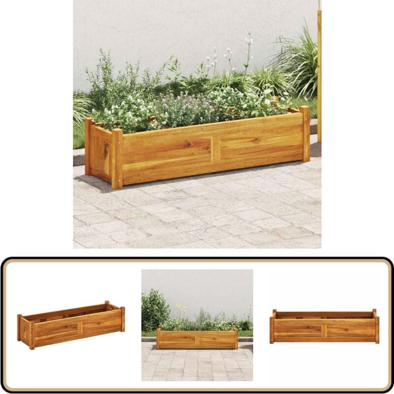 Lit surélevé de jardin Bois d'acacia 100x30x25 cm - Jardinière En Bois - Pot De Fleurs Extérieur - Bac De Plantation - Bacs De Culture - Décoration