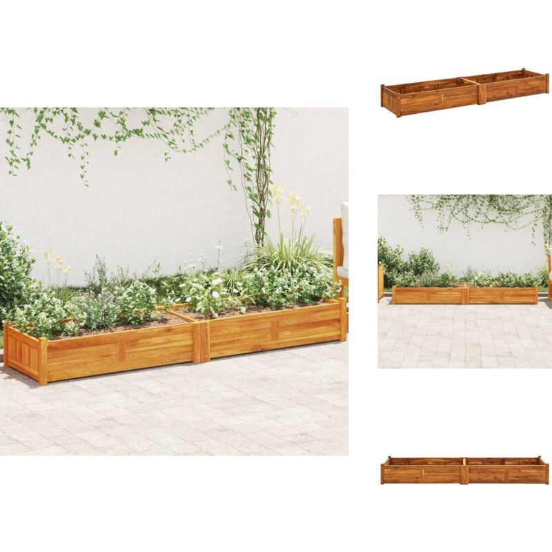 Lit surélevé de jardin Bois d'acacia 200x50x25 cm - Jardinière En Bois - Pot De Fleurs Extérieur - Bac à Plantation - Bacs De Culture - Décoration