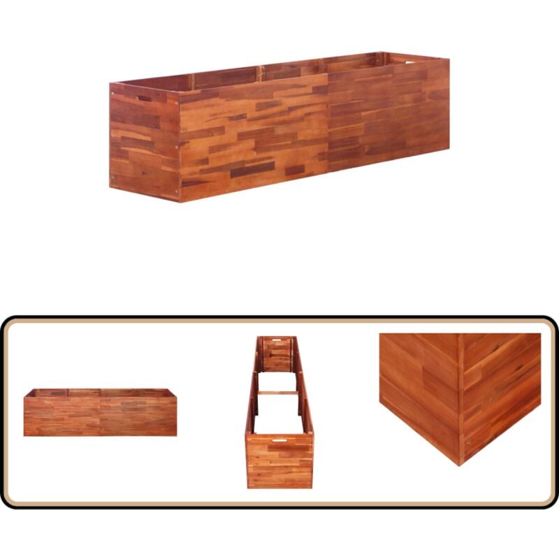 Lit surélevé de jardin Bois d'acacia 200x50x50 cm - Jardinière En Bois - Pot De Fleurs En Bois - Bac à Plantation - Bac De Culture - Décoration Jardin