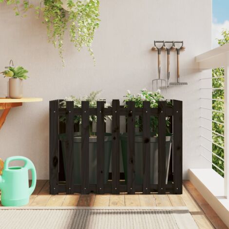 Lit surélevé de jardin design de clôture 100x50x70 pin massif