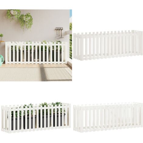 Lit surélevé de jardin design de clôture 200x50x70cm pin massif - Lit Surélevé Jardin - Jardinière Bois - Bac Plante Extérieur - Planter Bois - Décoration Jardin - Home & Living