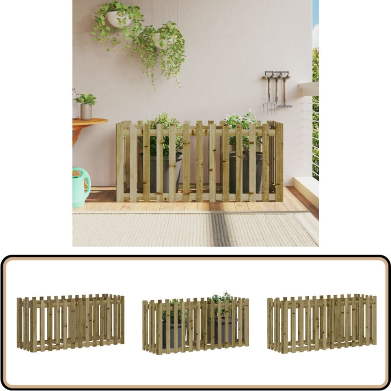 Lit surélevé de jardin design de clôture bois de pin imprégné - Lit Surélevé Jardin - Jardinière Bois - Bac Plante Extérieur - Planter Bois