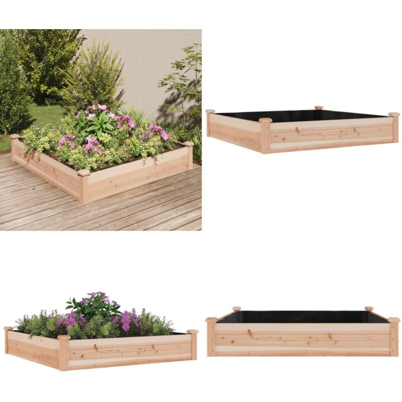 Lit surélevé de jardin doublure 120x120x25 cm bois massif sapin - Jardiniere - Lit Surélevé - Potager - Bac Plante - Bois Massif - Home & Living