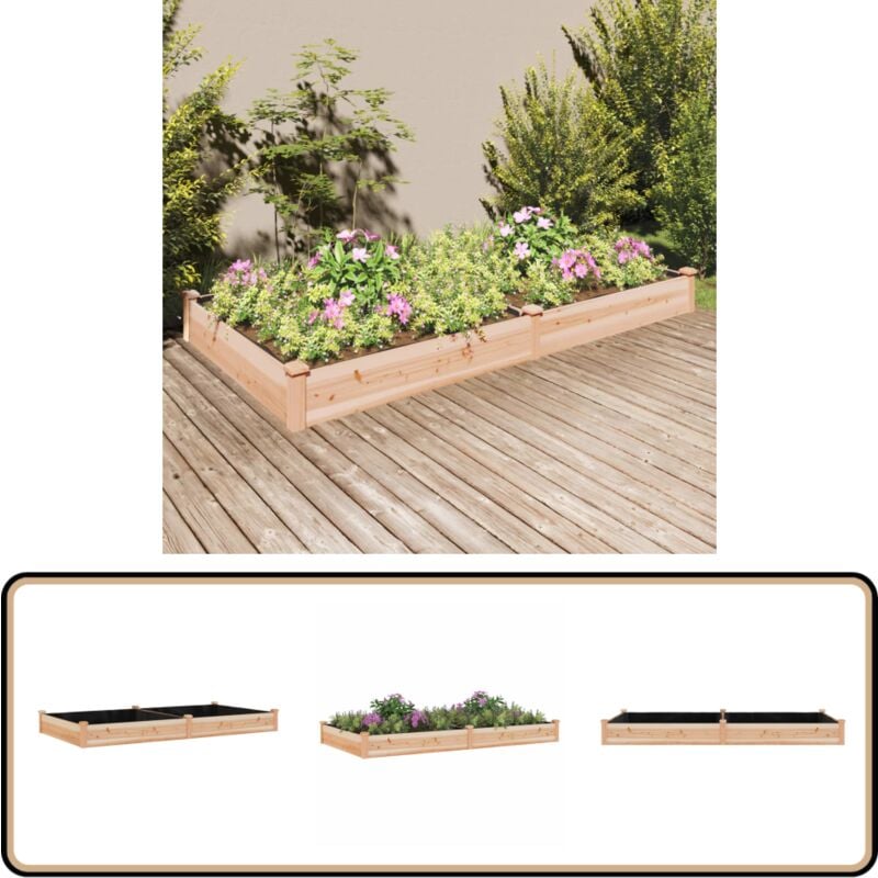 Lit surélevé de jardin doublure 240x120x25 cm bois massif sapin - Jardiniere - Bac Plante - Potager Surélévé - Lit De Jardin - Raised Garden Bed