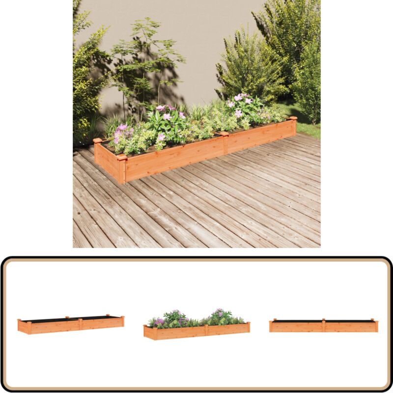 Lit surélevé de jardin doublure 240x60x25 cm bois massif sapin - Lit Surélevé Jardin - Jardinière Bois - Bac Plantation - Potager Surélevé - Raised