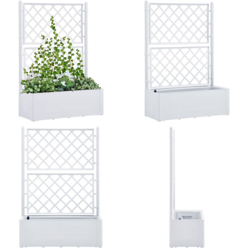 Vidaxl - Lit surélevé de jardin et treillis et système d'arrosage Blanc - Jardiniere - Pot De Fleurs - Bac à Plantation - Arrosoir Automatique