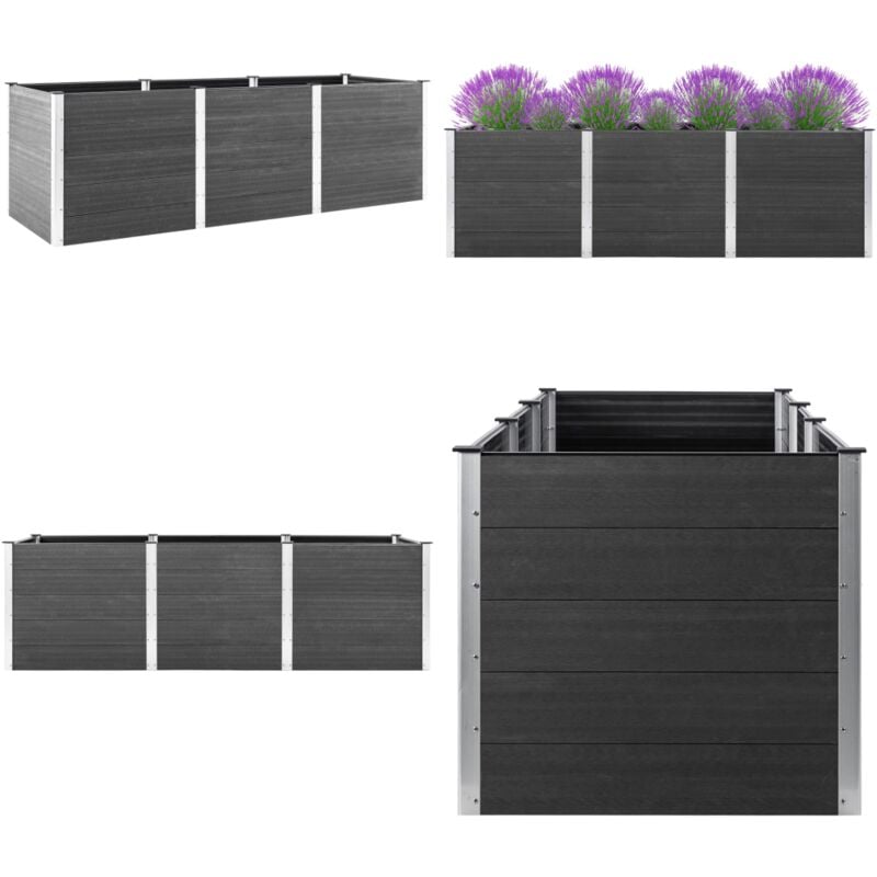 Lit surélevé de jardin Gris 300x50x91 cm wpc - Jardiniere Exterieur - Lit Surélevé Jardin - Bac Plante - Planter Box - Decoration Jardin - Home &