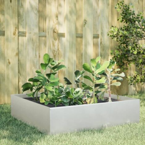 Lit surélevé de jardin-Jardinière surélevée-Bac de jardin surélevé 100x100x25 cm acier inoxydable 586087