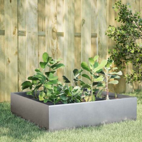 Lit surélevé de jardin-Jardinière surélevée-Bac de jardin surélevé 100x100x25 cm acier inoxydable 664311