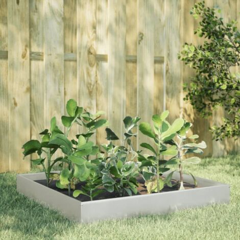 Lit surélevé de jardin-Jardinière surélevée-Bac de jardin surélevé 100x100x26 cm acier inoxydable 762163