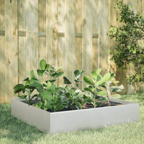Lit surélevé de jardin-Jardinière surélevée-Bac de jardin surélevé 100x100x33,5 cm acier inoxydable 625921