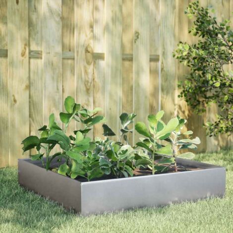 Lit surélevé de jardin-Jardinière surélevée-Bac de jardin surélevé 100x100x33,5 cm acier inoxydable 721289