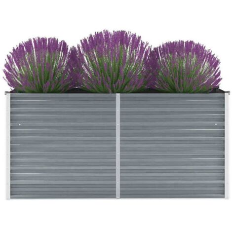 Lit surélevé de jardin-Jardinière surélevée-Bac de jardin surélevé Acier galvanisé 160x40x77 cm Gris