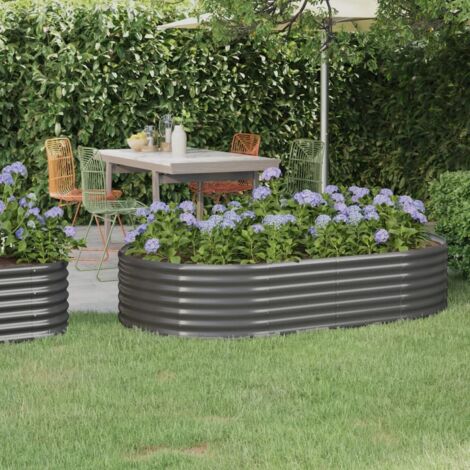 Lit surélevé de jardin-Jardinière surélevée-Bac de jardin surélevé Acier galvanisé 175x100x36cm gris