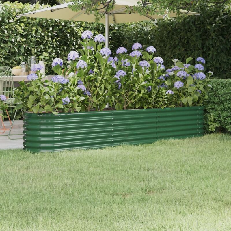 Lit surélevé de jardin-Jardinière surélevée-Bac de jardin surélevé Acier galvanisé 224x40x36 cm Vert