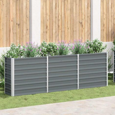 Lit surélevé de jardin-Jardinière surélevée-Bac de jardin surélevé Acier galvanisé 240x40x77 cm Gris