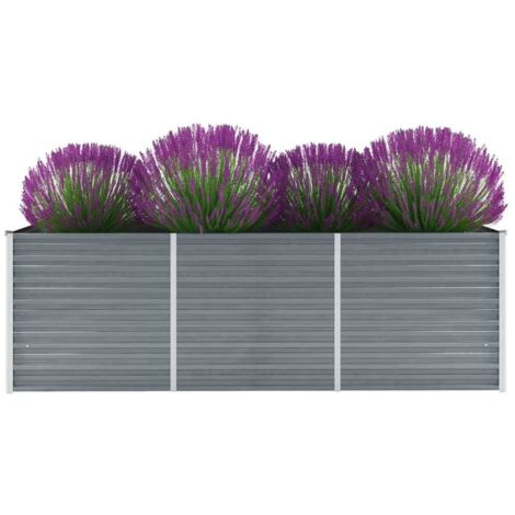Lit surélevé de jardin-Jardinière surélevée-Bac de jardin surélevé Acier galvanisé 240x80x77 cm Gris