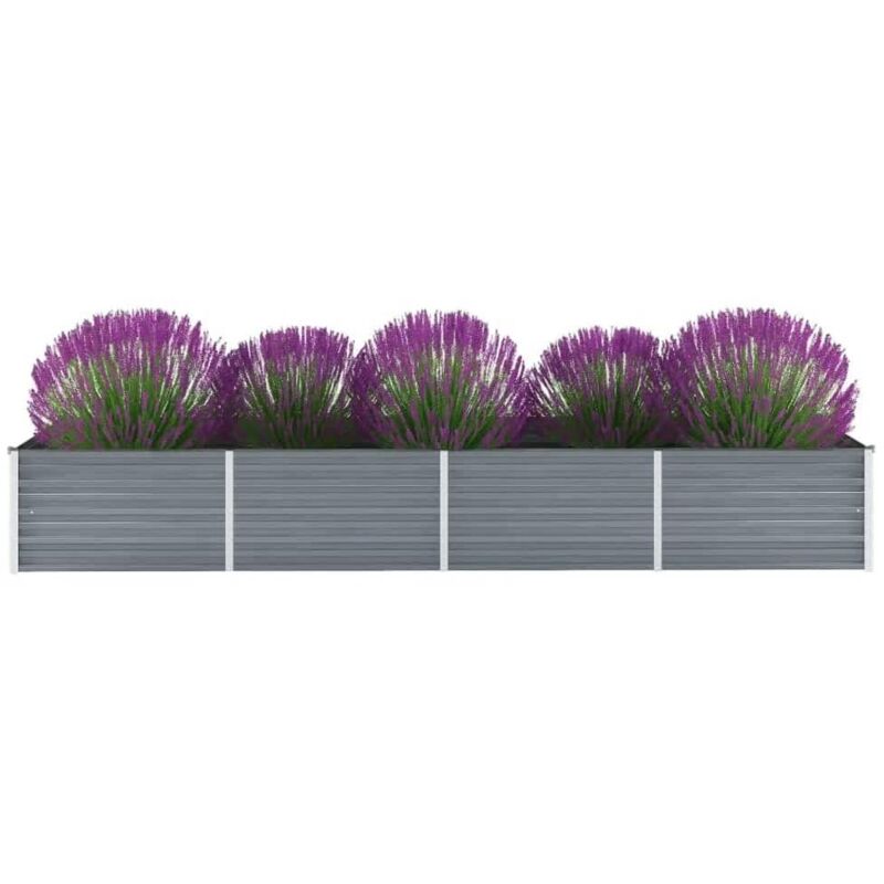 Lit surélevé de jardin-Jardinière surélevée-Bac de jardin surélevé Acier galvanisé 320x80x45 cm Gris