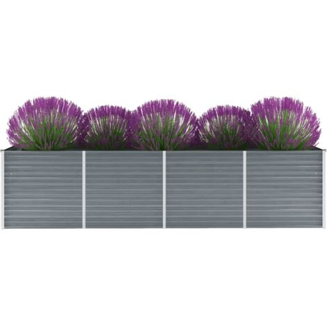Lit surélevé de jardin-Jardinière surélevée-Bac de jardin surélevé Acier galvanisé 320x80x77 cm Gris