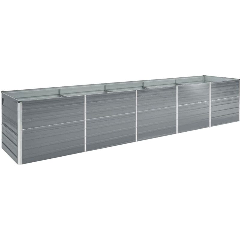 Lit surélevé de jardin-Jardinière surélevée-Bac de jardin surélevé Acier galvanisé 400x80x45 cm Gris