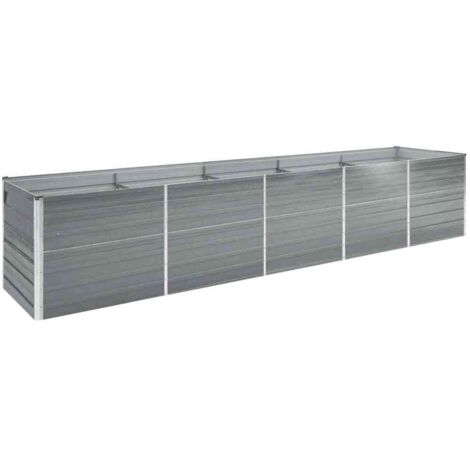 Lit surélevé de jardin-Jardinière surélevée-Bac de jardin surélevé Acier galvanisé 400x80x77 cm Gris