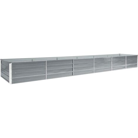 Lit surélevé de jardin-Jardinière surélevée-Bac de jardin surélevé Acier galvanisé 480x80x45 cm Gris